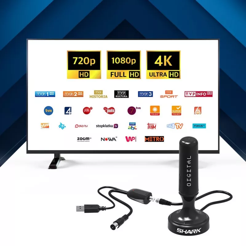 Antenna auto DVB-T Shark SHA301CAR con amplificatore attivo per ricezione TV in auto