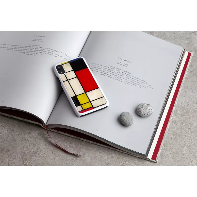 Custodia per smartphone iKins per iPhone XR Mondrian bianco – cover posteriore rigida protettiva