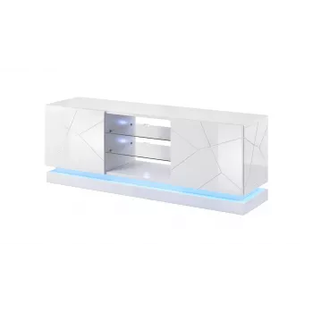 Mobile TV Cama Meble QIU 160 — MDF bianco lucido, 1600×420×570 mm