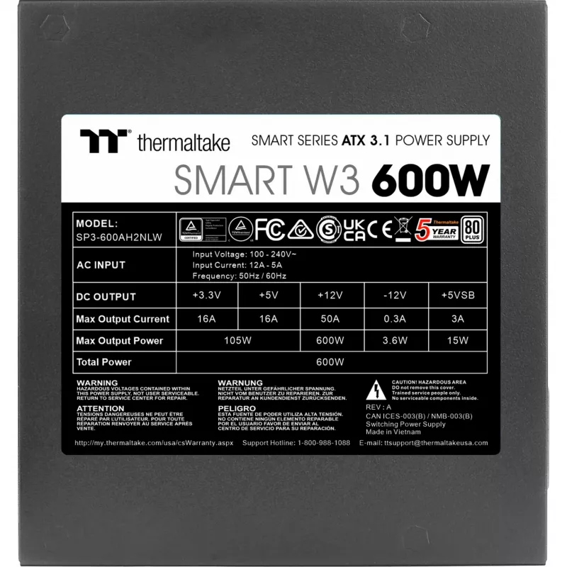 Alimentatore Thermaltake Smart W3 600 W