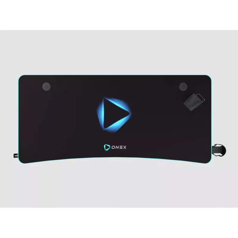 Scrivania da gaming Onex GD1200H — piano da 1200 mm con portabevande e gancio per cuffie