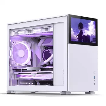 Case PC Jonsbo D31 STD bianco — Midi Tower, acciaio, vetro temperato, Micro-ATX/ITX/DTX, 2×2,5 pollici + 1×3,5 pollici, GPU fino a 400 mm, dissipatore CPU 168 mm