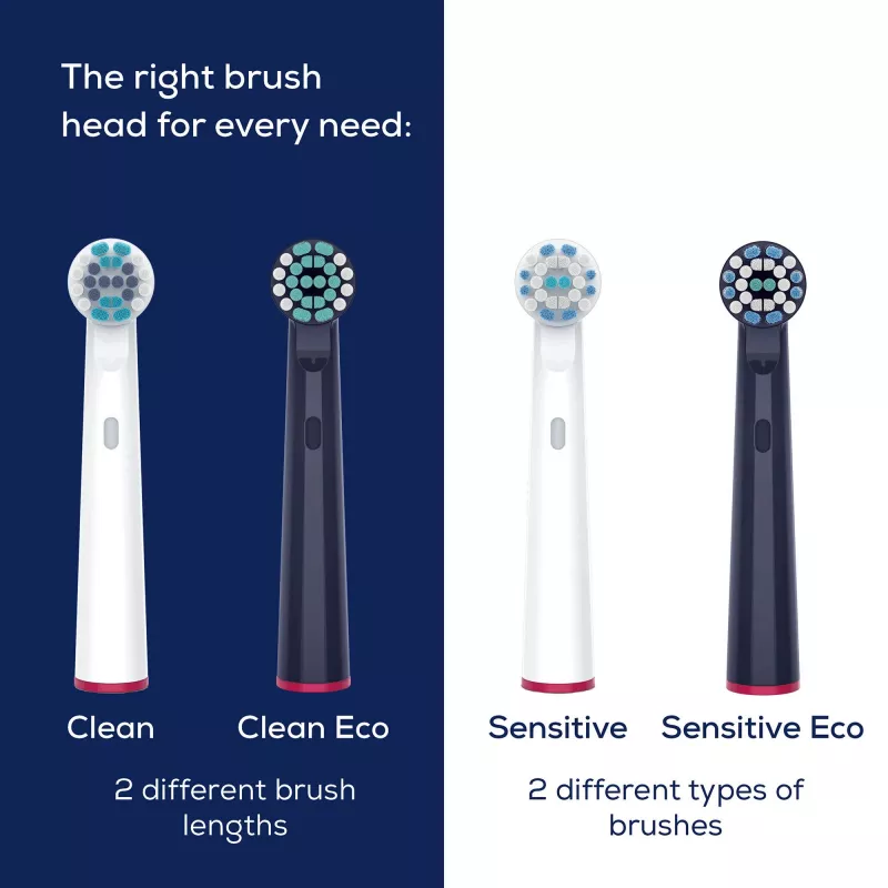 Beurer TB Clean Eco Green Planet testine spazzolino, blu scuro, confezione da 4