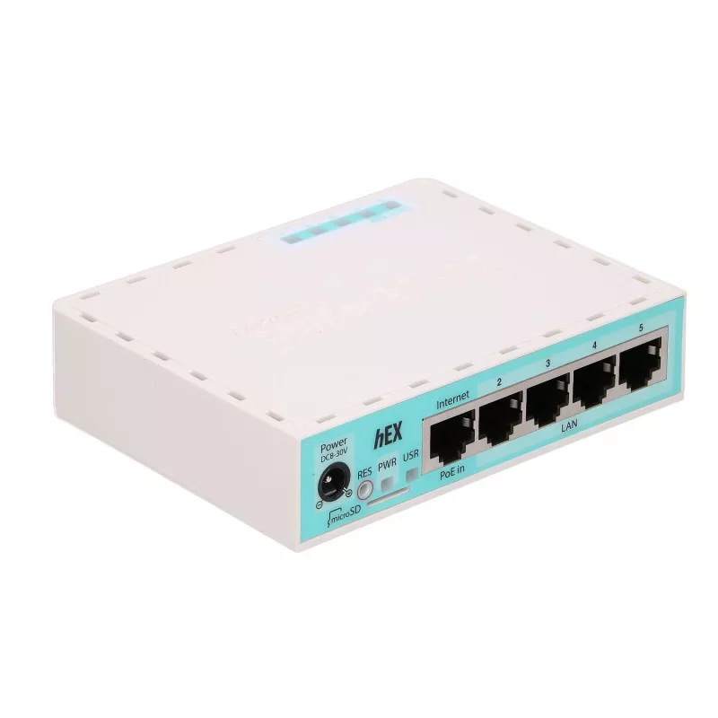 Mikrotik RB750GR3 router con filo Gigabit Ethernet turchese, bianco