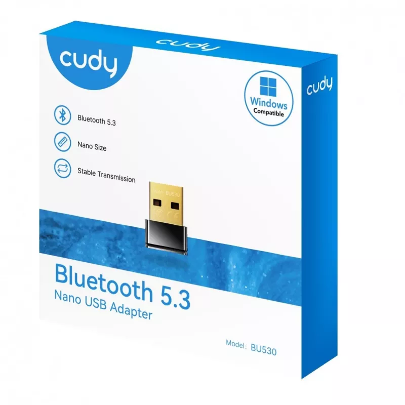 Adattatore Bluetooth Cudy BU530 USB Type-A, nero, uscita Bluetooth, supporto Windows 8.1