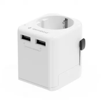 Adattatore da viaggio universale GEMBIRD TPA-EU2A12-01-W alimentatore USB 12W per prese internazionali