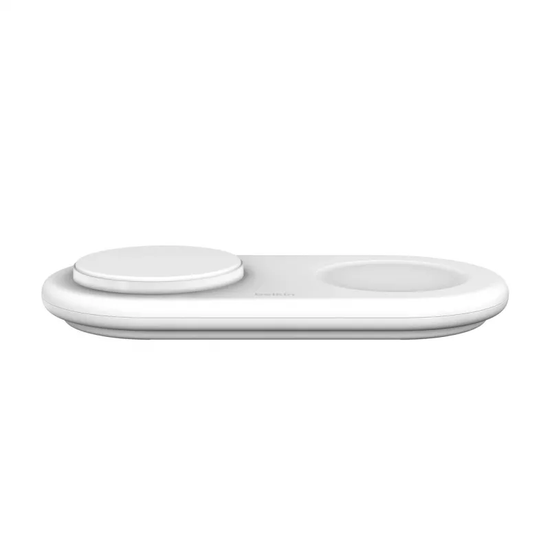 Belkin WIZ021VFWH - base di ricarica wireless 2-in-1 con tecnologia Qi2 15 W, bianco