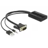 Cavo adattatore video DeLOCK 62597 0,25 m HDMI Type-A VGA D-Sub 3,5 mm USB Type-A nero
