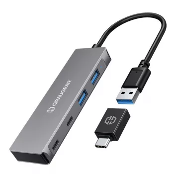 GRAUGEAR G-HUB2A2C-AC hub interfaccia USB 3.2 Gen 1 (3.1 Gen 1) Type-A + Type-C 5000 Mbit/s argento