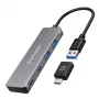 GRAUGEAR G-HUB2A2C-AC hub interfaccia USB 3.2 Gen 1 (3.1 Gen 1) Type-A + Type-C 5000 Mbit/s argento