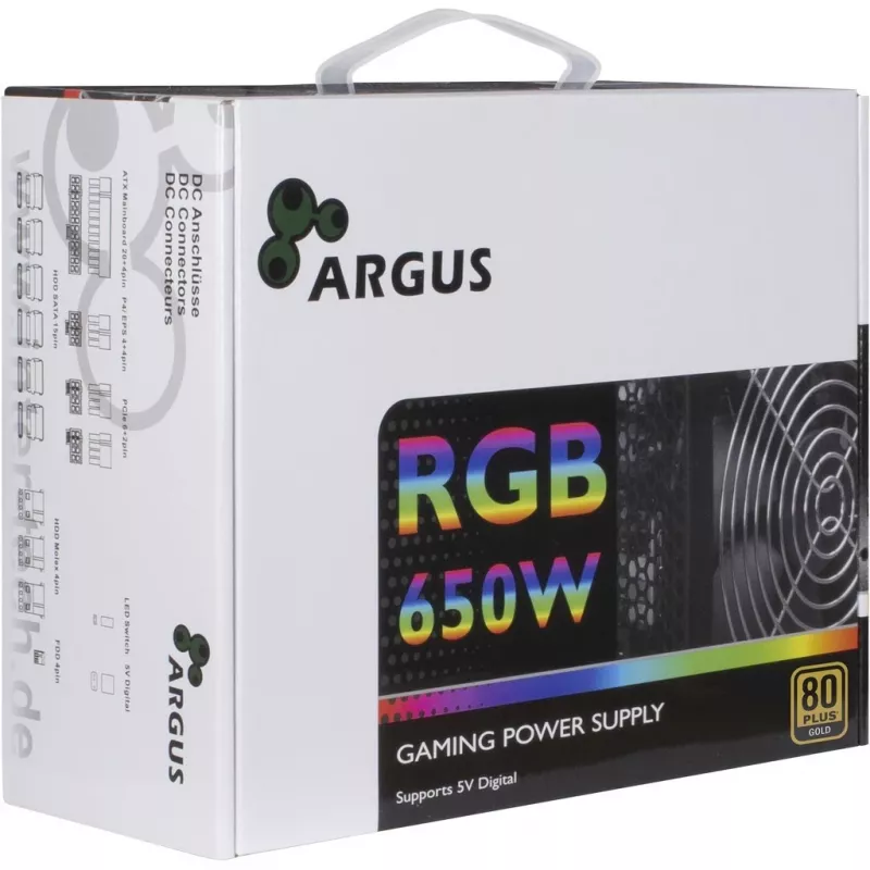Inter-Tech Argus RGB-650W CM II alimentatore 20+4 Pin ATX ATX nero
