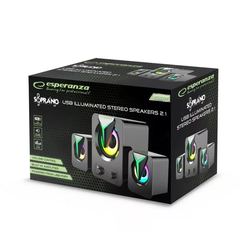 Esperanza EGS107 altoparlante 2.1 USB LED 5 W nero