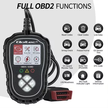 Tester diagnostico OBDII QOLTEC ProLine 50685 — scanner OBD-II per auto per sistemi 8V/25V