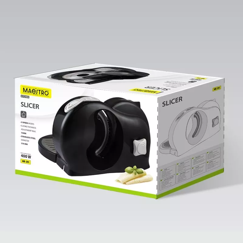 Affettatrice Maestro MR-591 — affettatrice elettrica da cucina, modello MR-591, nero