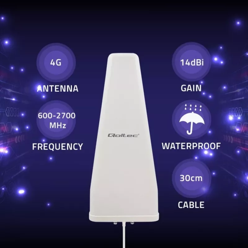 Qoltec 57043 antenna 4G LTE DUAL | 14 dBi | omnidirezionale | per esterni