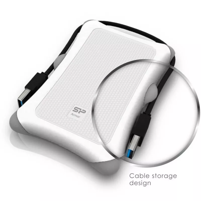 HDD esterno Silicon Power Armor A30 2 TB 2,5 pollici USB 3.2 Gen 1, bianco, antishock, AES a 256 bit