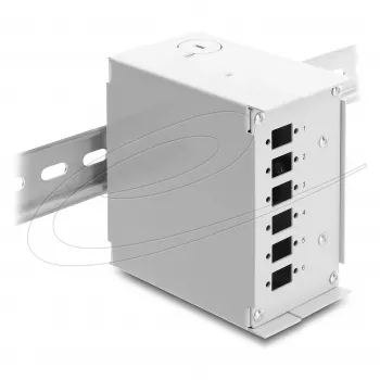 Patch panel DELOCK 6 porte per SC simplex o LC duplex, grigio in metallo, montaggio su guida DIN