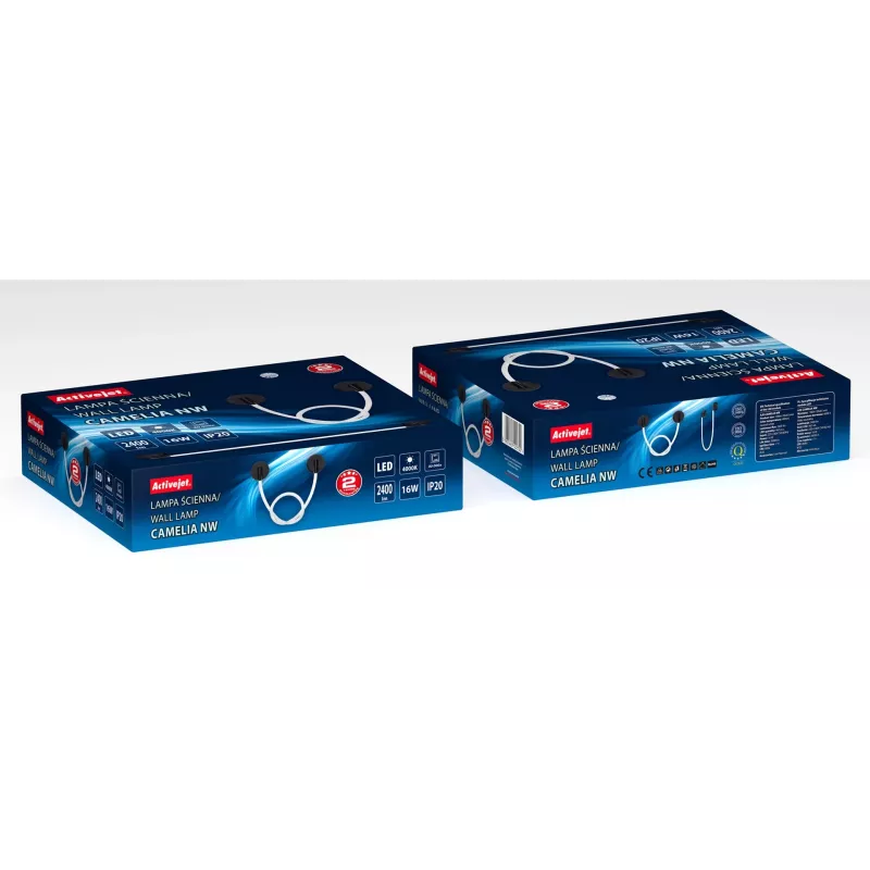 Applique LED ActiveJet AJE-CAMELIA NW — 2400 lm, 4000 K, 16 W, nero, 1580×120×65 mm, IP20