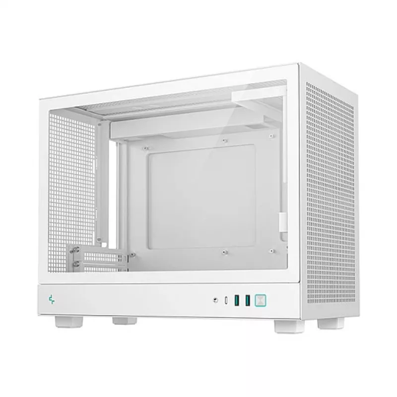 Case per computer DeepCool CH160 PLUS WH Small Form Factor bianco, microATX, vetro temperato, USB-C