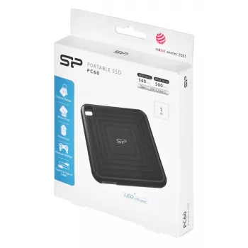 SILICON POWER PC60 - SSD - 1TB - esterno (portatile) - USB 3,2 Gen 2 - AES a 256 bit - nero (SP010TBPSDPC60CK)