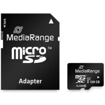 MediaRange MR945 - scheda di memoria flash (microSDXC con adattatore SD) - 128 GB - UHS-I / Class10 - microSDXC - nero (MR945)