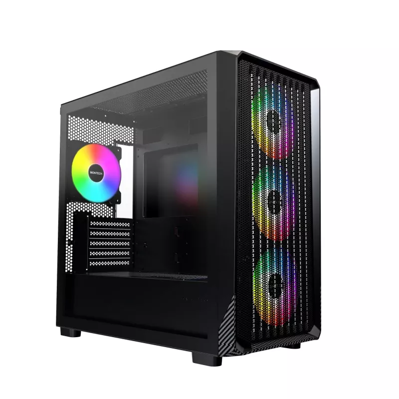Case PC Micro Tower Montech X5M (B) – Micro-ATX/Mini-ITX, 3x120mm anteriore, 1x120mm posteriore, supporta alimentatori ATX, 2x3,5