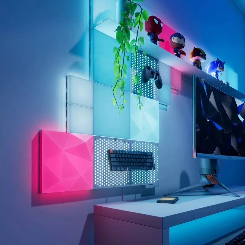 Nanoleaf Blocks Big Squares Starter Kit N8100K02-6BS, 6 pannelli LED, oltre 16 milioni di colori, Wi-Fi 2,4 GHz, compatibile con Apple Home/Alexa/Google Home/SmartThings