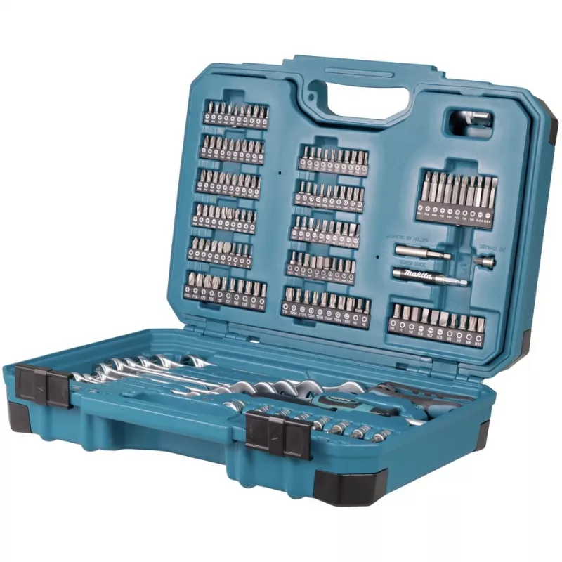 Set utensili manuali E-17980, 231 pezzi blu, con 2 cricchetti reversibili, 1/4 e 1/2, valigetta