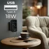 Power splitter MACLEAN MCE248 F/B — 3 prese AC (1x16A, 2x6A) e 4 porte USB (2xUSB‑A, 2xUSB‑C PD 20W), spina EU, nero