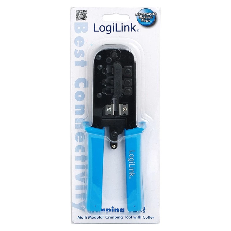 LogiLink WZ0019 pinza crimpatrice multimodulare, 8P/6P/4P, nero/blu