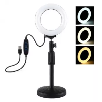 Lampada LED ad anello Puluz con treppiede regolabile PU391