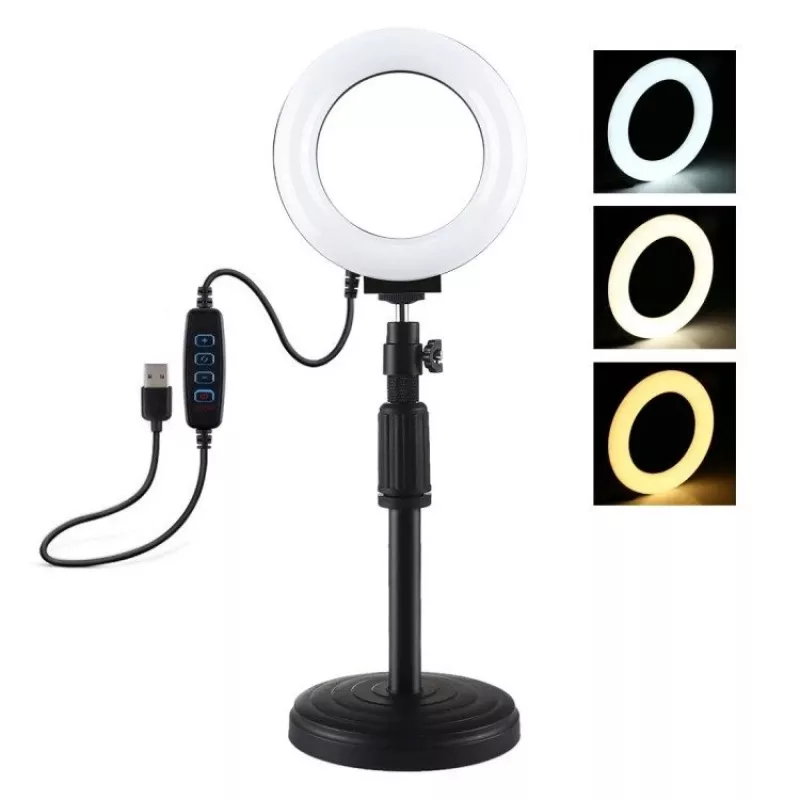 Lampada LED ad anello Puluz con treppiede regolabile PU391