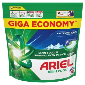 Capsule detersivo Ariel All-in-1 Mountain Spring – 70 capsule, pod detersivo predosati per il bucato