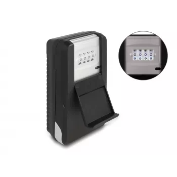 Portachiavi DELOCK 20932 organizzatore di chiavi in alluminio e plastica con combinazione, nero