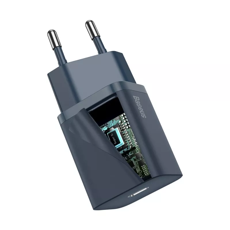 Baseus Super Si Power Charger con cavo USB-C a Lightning 20W blu