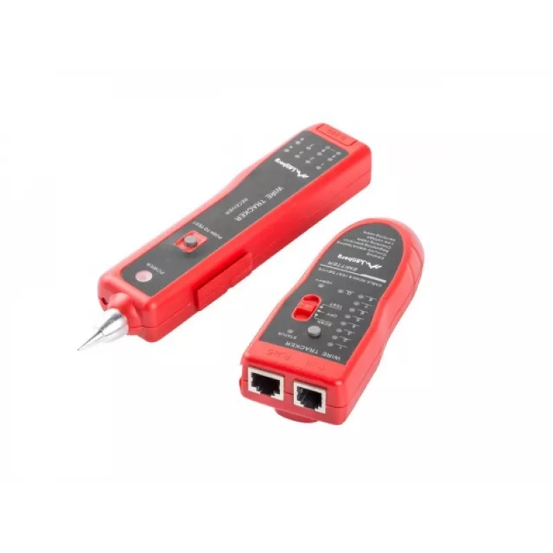 Tester per cavi di rete LANBERG NT-0501 — supporto RJ-11/RJ-12/RJ-45, lunghezza max 250 m, batteria integrata, indicatori LED, nero