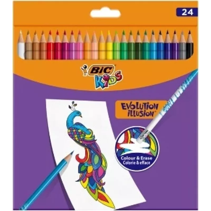 Matite colorate cancellabili BIC Kids Evolution Illusion 24 colori