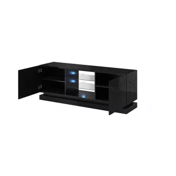 Mobile TV Cama Meble QIU 160 — MDF nero lucido, 1600×420×570 mm