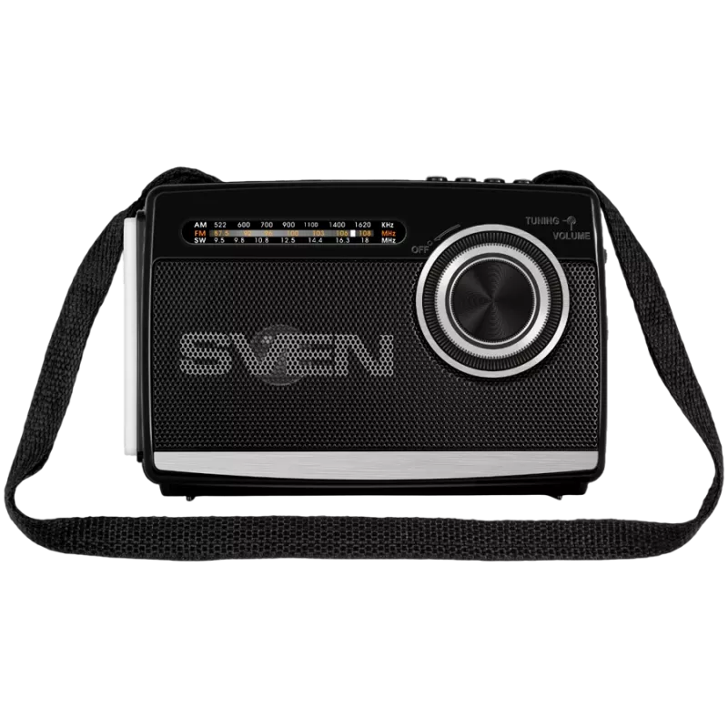 Altoparlante SVEN SRP-155, nero (3W, Bluetooth, FM/AM/SW, USB, microSD, torcia, batteria ricaricabile)