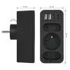 Power splitter MACLEAN MCE248 F/B — 3 prese AC (1x16A, 2x6A) e 4 porte USB (2xUSB‑A, 2xUSB‑C PD 20W), spina EU, nero