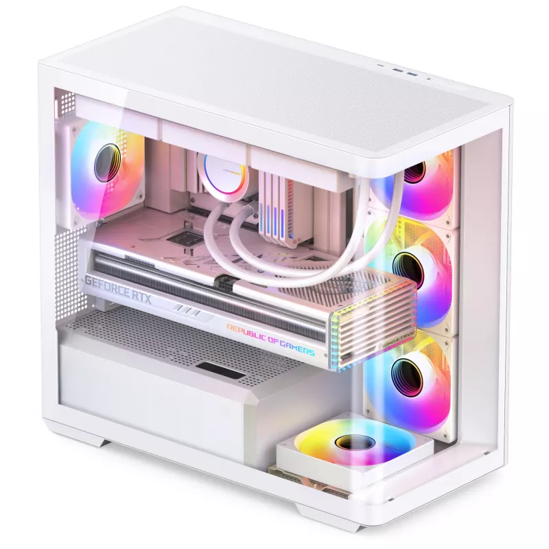 Jonsbo D300 Midi-Tower, 270 gradi, vetro temperato - bianco