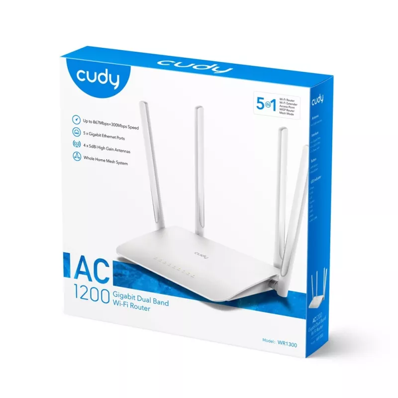 Cudy WR1300 router WLAN Gigabit Ethernet Dualband (2,4 GHz / 5 GHz) bianco