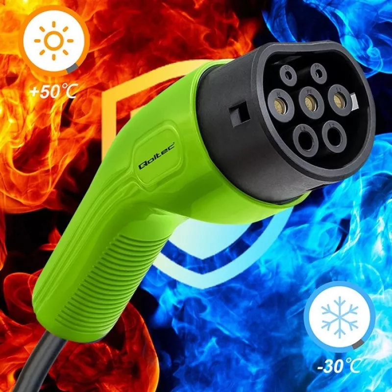 Qoltec 52473 cavo EV Type 2 per la ricarica di veicoli | 400V | 11kW | 16A | 5m