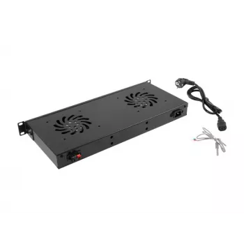 Pannello ventole LANBERG AK-1502-B, 1U rack, 2 ventole, 230V, 38W, 483×44.5×192 mm, nero