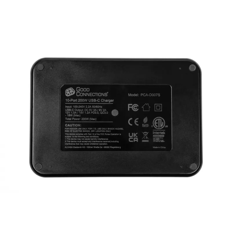 Alcasa PCA-D007S caricabatterie per dispositivi mobili tablet nero AC ricarica rapida per interni