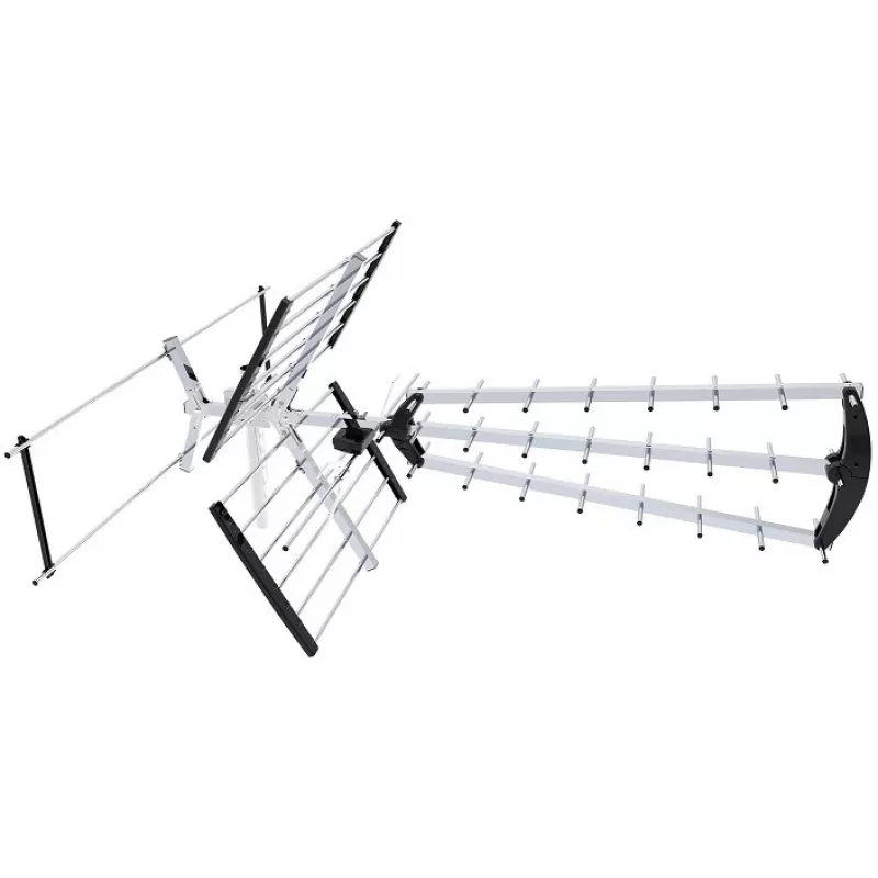 Antenna DVB-T da esterno/interno LIBOX LB2000 con amplificatore 69 dB, doppia polarizzazione, 174–790 MHz, alluminio/nero