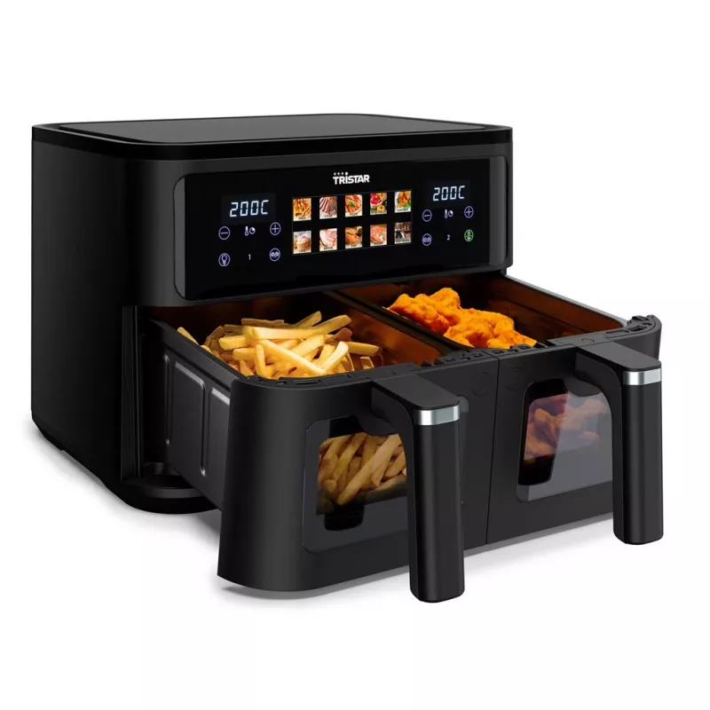 Friggitrice ad aria Tristar FR-9075 doppia 9 L, 2500 W, comandi touch, LCD, nero, 60 °C min
