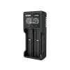 Caricabatterie XTAR VC2SL — USB 5V 1A, LCD, carica 2 celle, compatibile Li-Ion/NiMH/NiCd, formati A/AA/AAA/AAAA/C/D/SC, nero