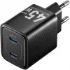 Vention FEFB0-EU caricabatterie rapido AC da interno 45W 2× USB-C — per smartphone, laptop, tablet, smartwatch, cuffie (nero)