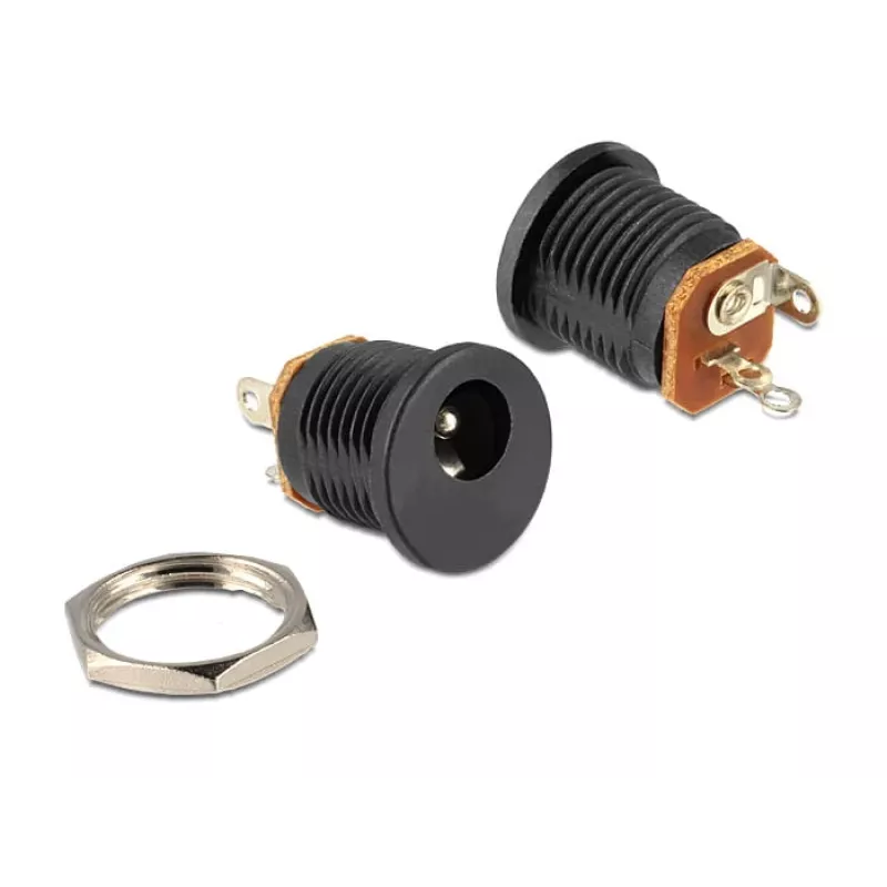 Delock 65503 Presa DC da pannello 2,1 x 5,5 mm, versione a saldare, nero